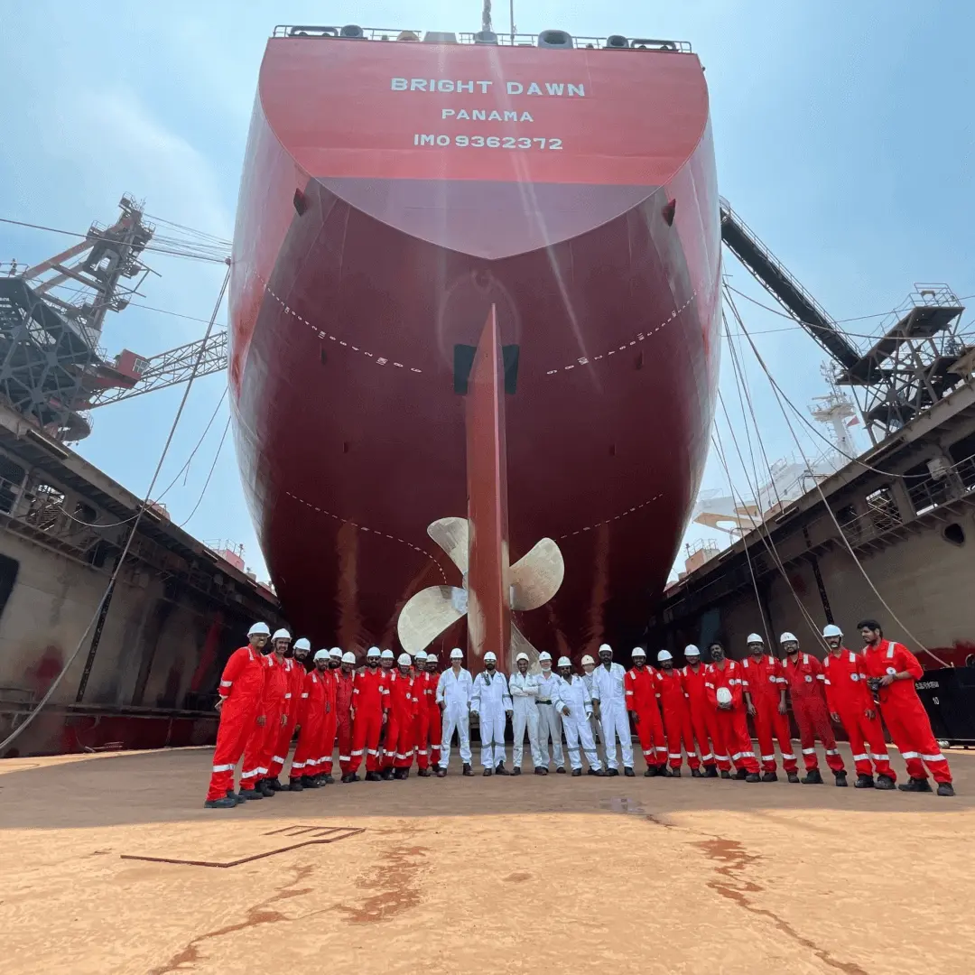 Synergy Marine Group’s expert team during a vessel’s dry dock