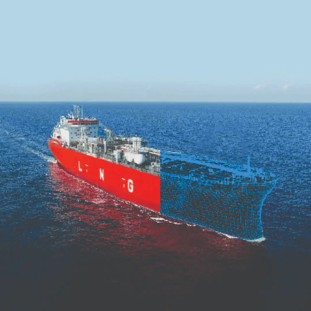 A LNG carrier ship at sea representing Synergy Marine Group’s advanced Information Technology capabilities in maritime operations
