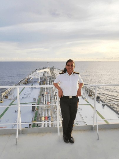woman seafarer standing on vessel