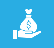 Icon of a hand holding a money bag, symbolizing capital expenditure and cost allocation for new fuel technologies.